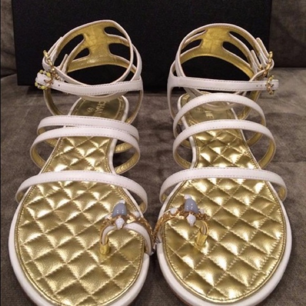 Chanel white gladiator sandal size 6.5